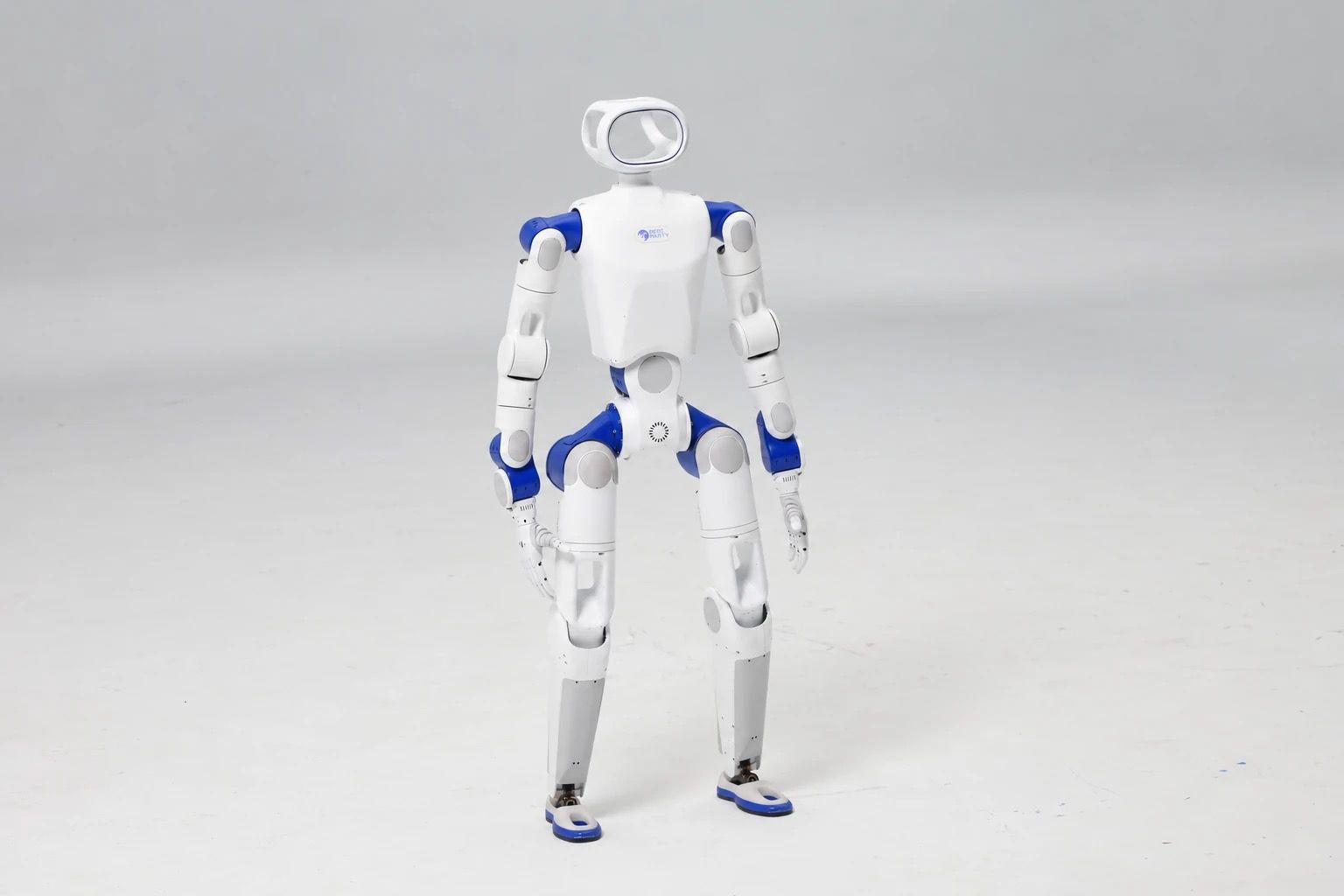 RoboParty ROBOTO 01 RP1 humanoid robot standing, front view, vendor product photo