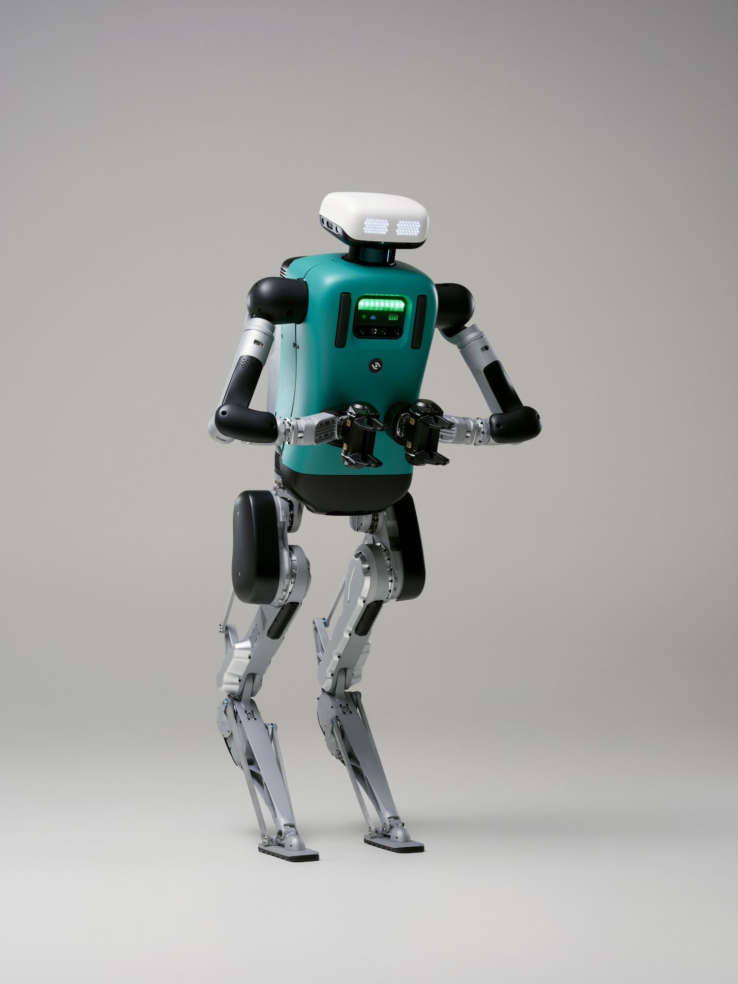 Agility Robotics Digit (gen 4) humanoid robot standing, three-quarter view, vendor press kit photo