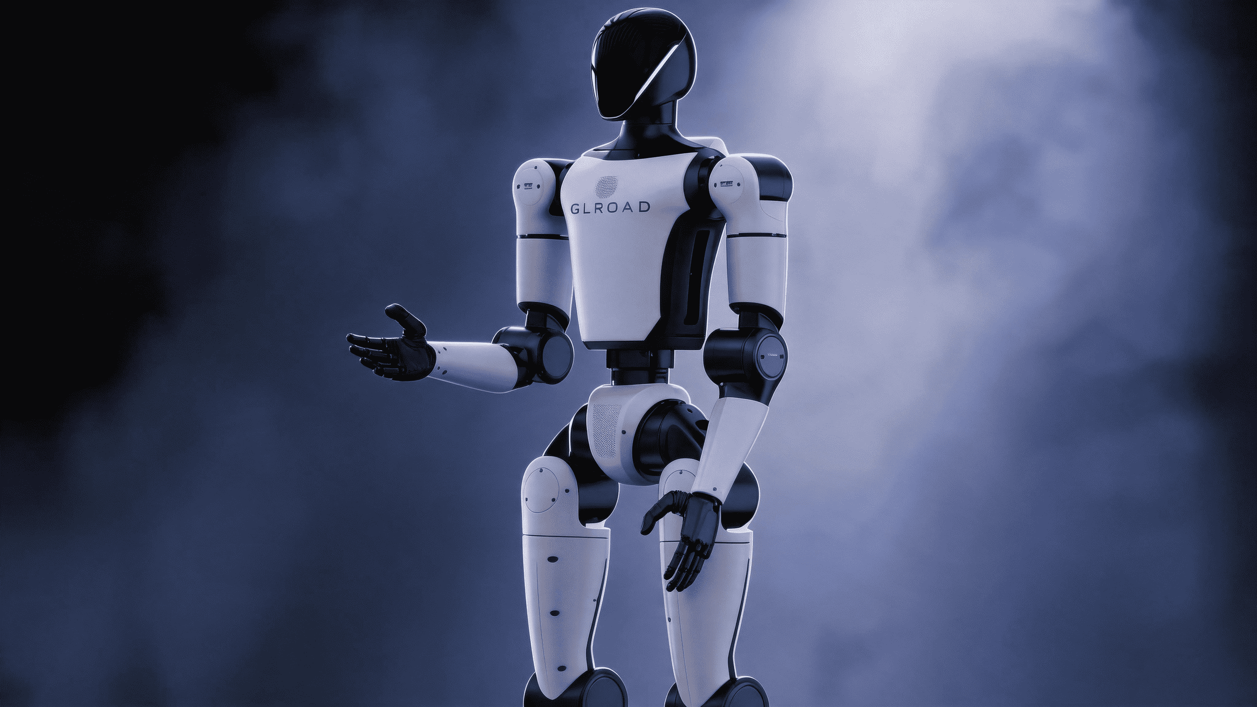 Glroad Laborer C1 humanoid robot standing with one arm extended, three-quarter view, vendor render