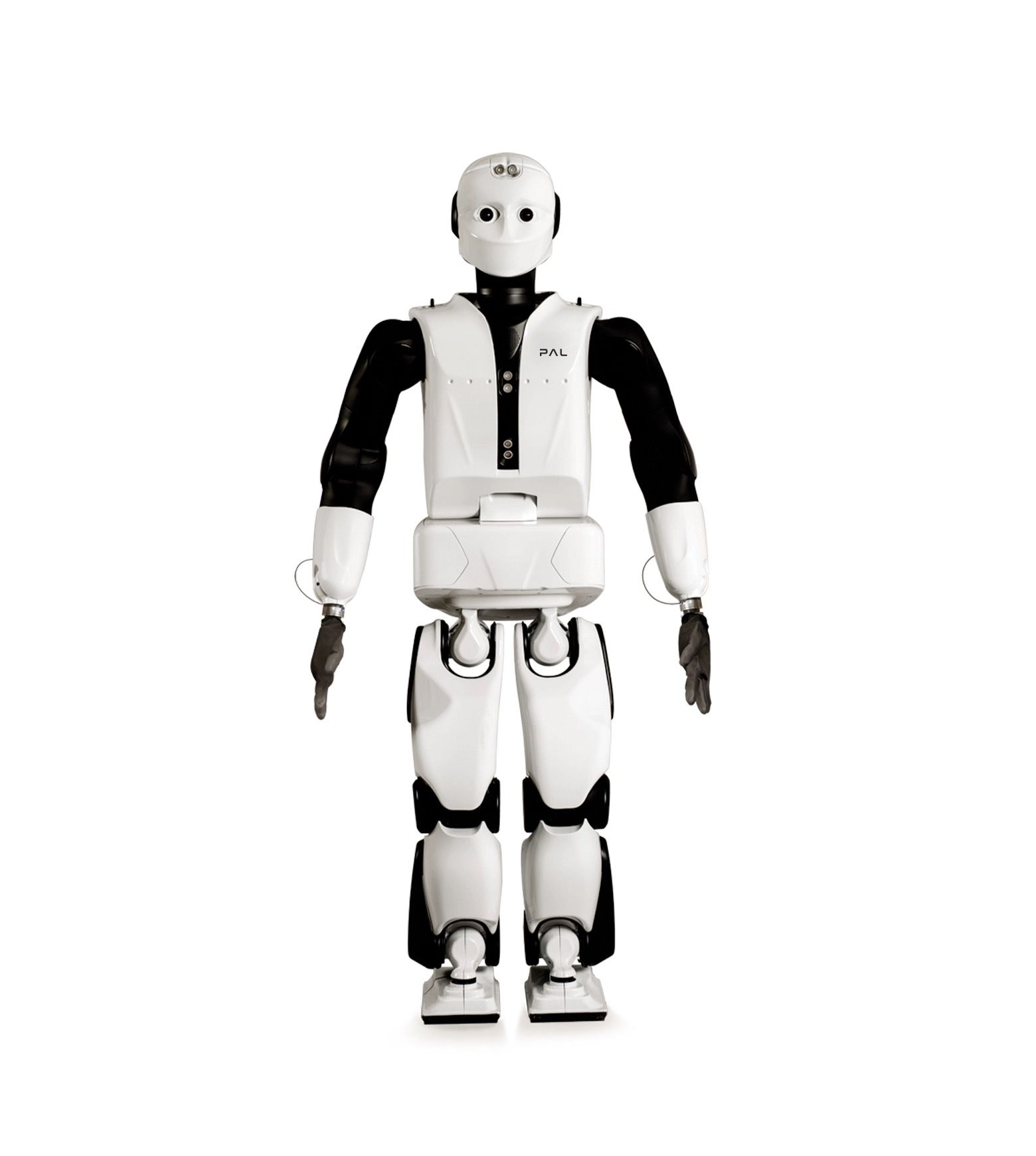 PAL Robotics REEM-C humanoid robot standing, front view, vendor product photo