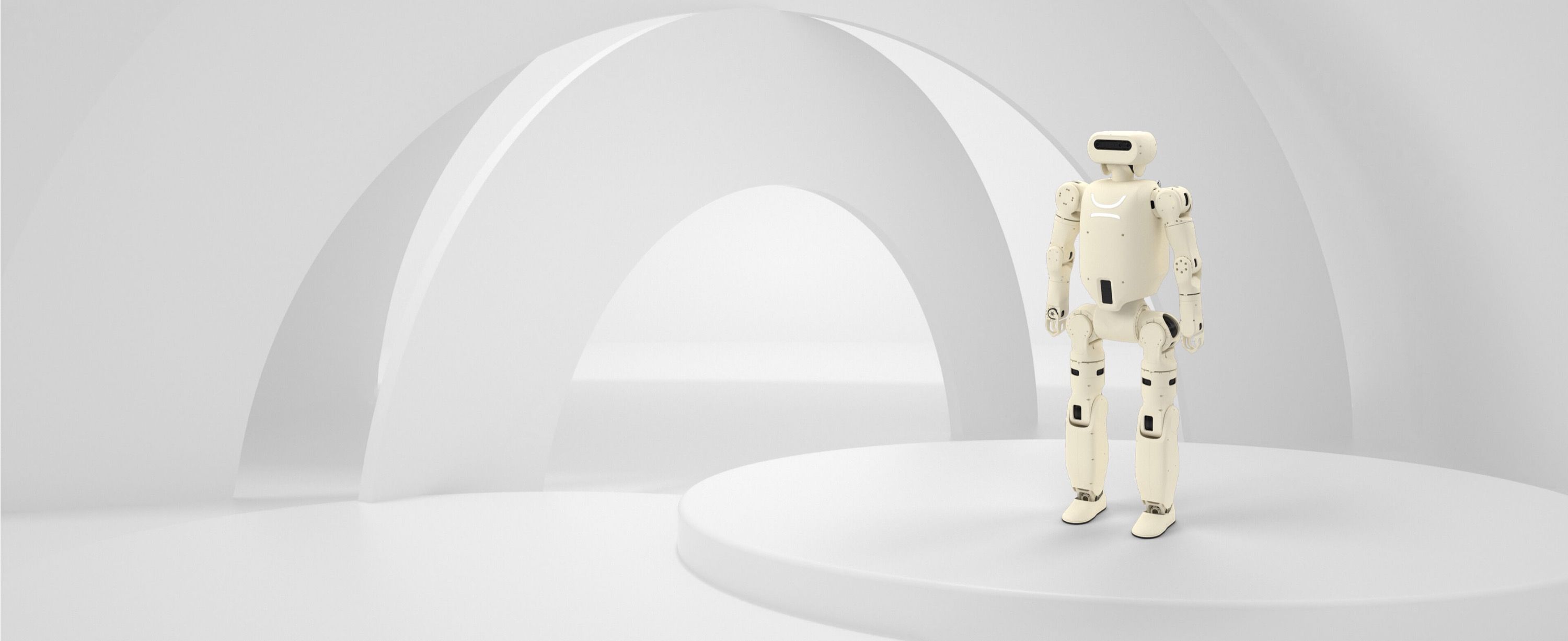 JAKA Robotics JAKA π biped humanoid robot standing, front view, vendor render