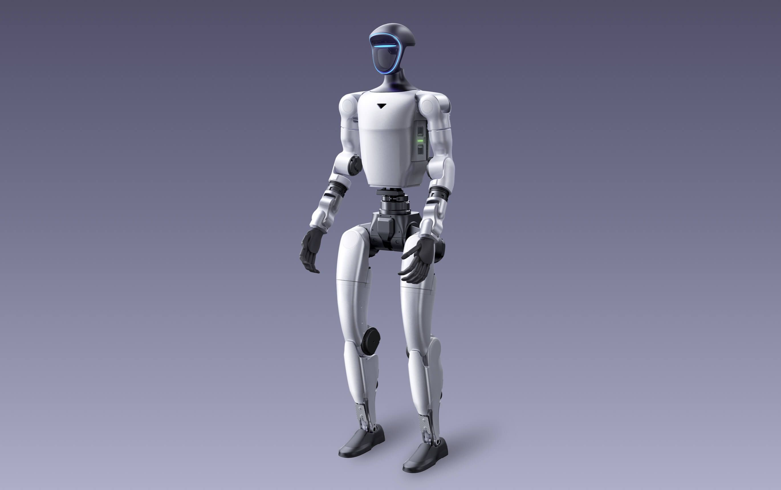 Unitree G1 humanoid robot standing, front view, vendor render