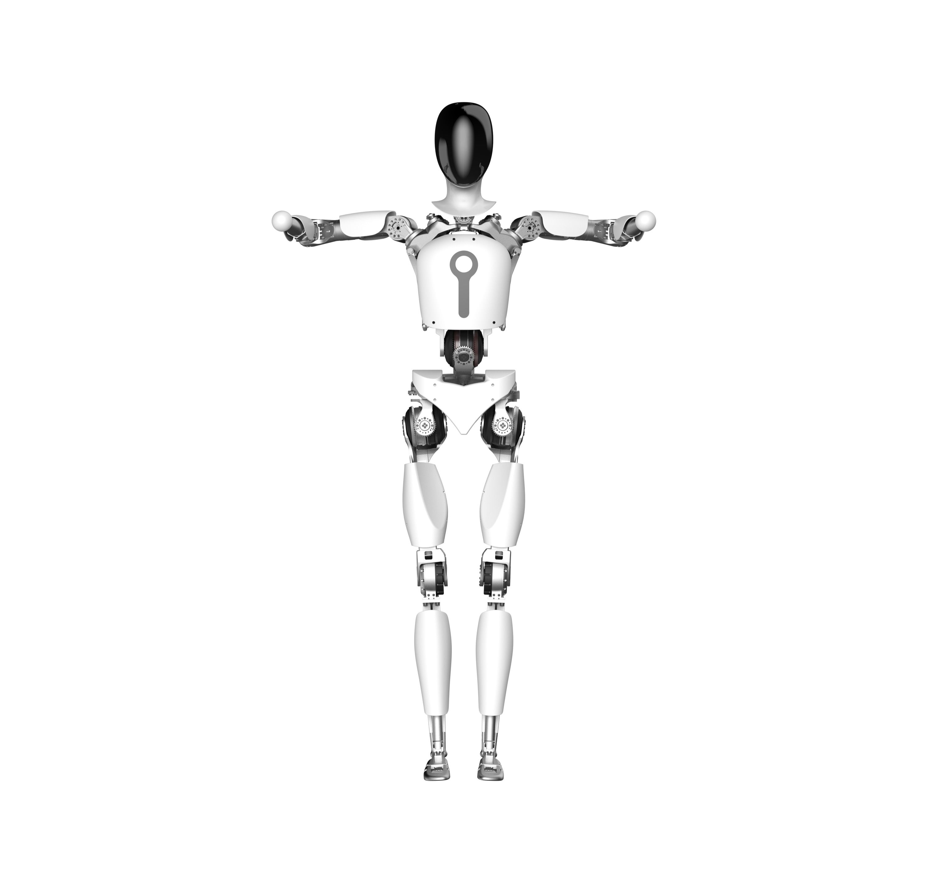 Tlibot T1 humanoid robot standing with arms extended, front view, vendor render